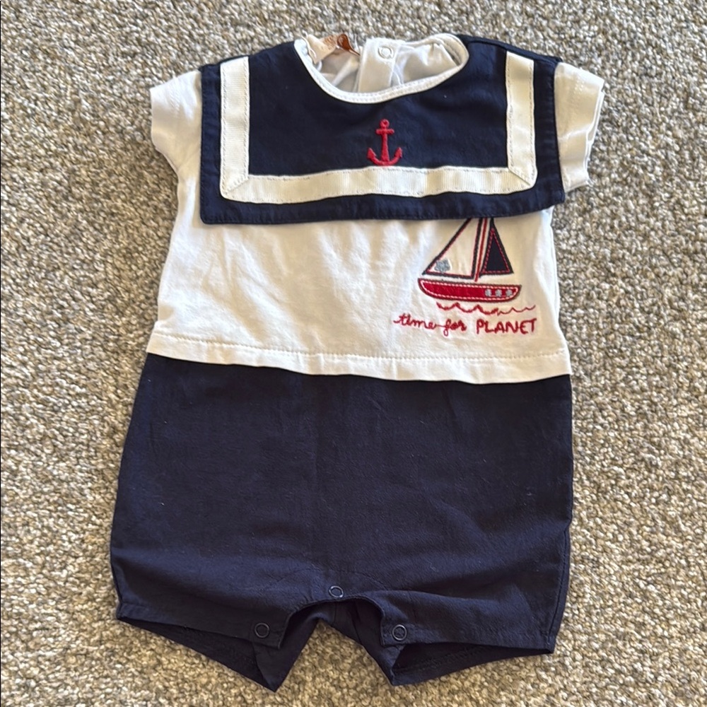 Nautical Baby Romper with Sailboat Design
